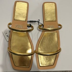 Zara Gold Sandals. New with TAGS!